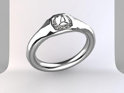 anneaux diamant acier chrome platine luxe brillant bijoux élégant précieux engagement conception mariage argent gemme imprimable bague doigt art 3d print model - Mito3D