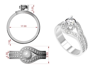 elmas yüzük takı yazdırılabilir 3d mücevher sterling moda düğün yüzüğü 3d print model - Mito3D