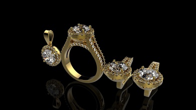 rings earrings n28 gold silver ring diamond printable jewel jewellery engagement gem platinum jewelry 3d print model - Mito3D