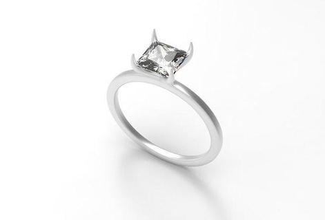 rings engagement ring princess cut diamond jewelry gem wedding jewellery jewel printable silver gold engagem fashion 3d print model - Mito3D