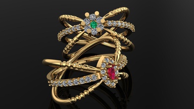 anillos de moda la joyería los eagle oro diamantes el nido 3d print model - Mito3D
