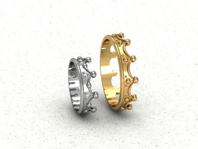 rings form crown jewelry narrow wedding 3D print model - Mito3D