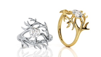 anelli di corno r f 0019 gioielli brillante ciondolo usa il canada europa fidanzamento matrimonio 14k design moda argento oro gioiello anello curve orecchino 3d print model - Mito3D