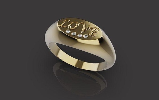 rings love 0074 women lux world rosgold diamond ring silver jewelry jewellery fashion platinum printable design wedding gold 3d print model - Mito3D