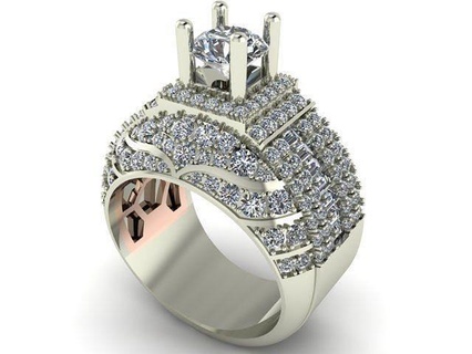 Ringe Männer Diamant druckbar Ring Mode Weiß Schmuck 3d print model - Mito3D