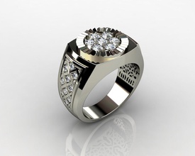 rings men n7 jewelry gold jewellery diamond ring white gem silver fashion 3d print model - Mito3D