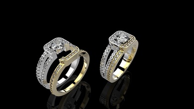 Ringe n35 2 Gold Schmuck Silber druckbar Ring Diamant Juwel Hochzeit 3d print model - Mito3D