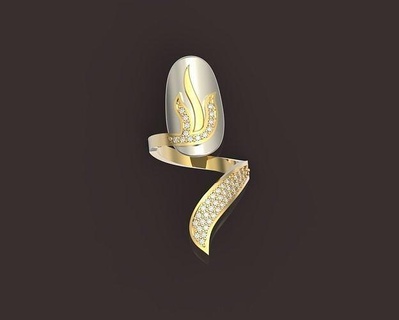 rings nails phalanx finger diamond ring gem stone cam orders 3d modeling jewelry printers models creative design rendering animation 3d print model - Mito3D