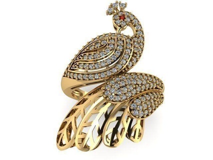 rings peacock jewelry gold decoration 3d print model - Mito3D
