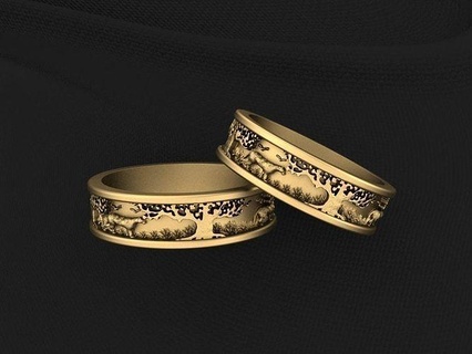 rings puma tree jewellery life leaves pattern printable ring female women exclusive wedding stl obj fashion gold print jewelry cat 3d print model - Mito3D