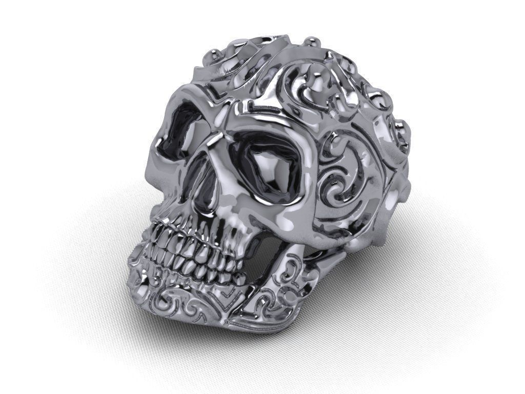 rings skull - 01 biker ring motorcycle motorbike harley jewel silver davidson sportbike guy jewelry jewellry jewelery skullring ringskull bike men fashion 3D print model - Mito3D