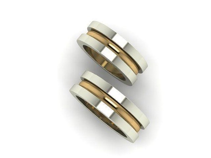 anneaux mariage bague or bijoux engagement imprimable argent bijou gemme fantaisie défi platine blanc double 3d print model - Mito3D
