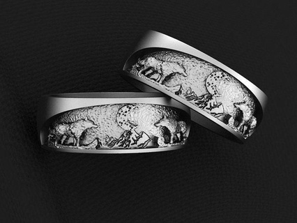 anillos lobo joyería hojas patrón imprimible anillo hembra mujer exclusivo Boda stl obj Moda oro impresión joya gato animal animales 3d print model - Mito3D
