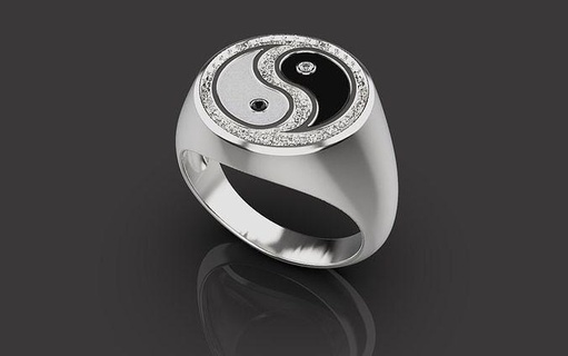 anelli yin yang 0077 squillare oro diamante argento stampabile gioielleria nozze platino brillante design gioiello moda lusso progettista mondo lux 3d print model - Mito3D