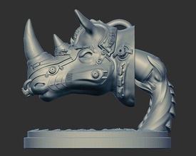 Rinoceronte ciborgue Ciborg metal animal robô maquina máquina jogos brinquedos 3d print model - Mito3D