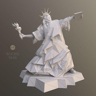 isyan özgürlük düşük poli heykel Sanat şekil sanatsal Amerika Birleşik Devletleri New York heykeller 3d print model - Mito3D