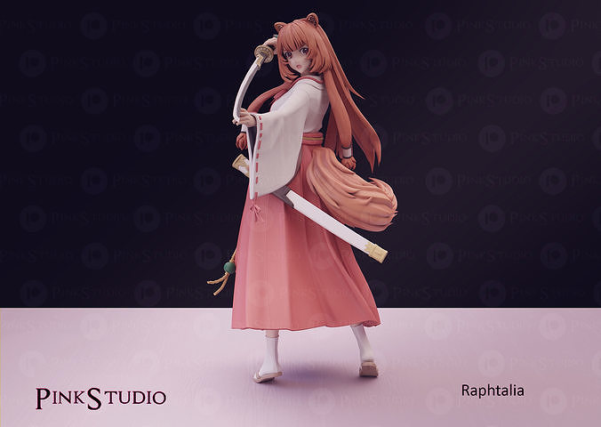 steigend of schild held rafftalia naofumi bergwerk filo samurai waschbär spielzeuge sammlerstücke kunst skulpturen garagen kit waifu anime manga pelzig 3D print model - Mito3D