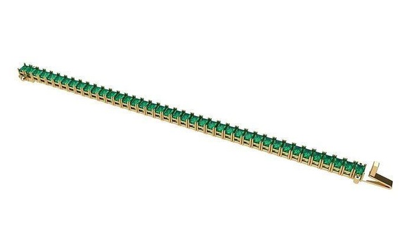riviera tennis bracelet emerald cut bracelets jewelry jewel jewelery jewellery printable fashion beauty gold diamond bangle 3d print model - Mito3D