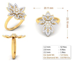 rn5295 bijoux belle la ronde le diamant de l'anneau centre cluster feuille concept conception les anneaux 3d print model - Mito3D