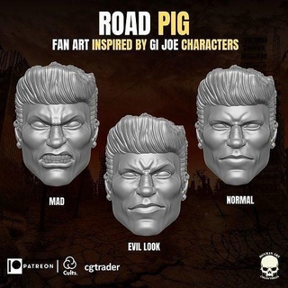 road pig fan art heads action figures gi joe bad mad head classified mezco military custom figure toys games 3d print model - Mito3D