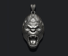 rugissant de colère du gorille pendentif bijoux animal caractère le chimpanzé or gorila joyau hommes la nature collier imprimable d'argent singe lite creusé creux pendentifs 3d print model - Mito3D