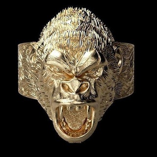 roaring angry gorilla ring jewelry printable animal sterling nature jewellery silver fashion beauty africa men gold rings 3d print model - Mito3D