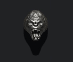 roaring angry gorilla ring africa animal character chimpanzee giant gold gorila jewel jewellery jewelry men nature printable rings silver monkey 3d print model - Mito3D