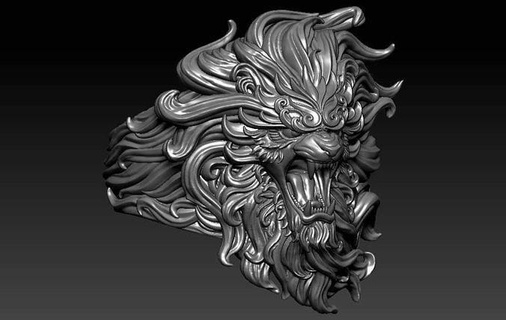 roaring lion ring 3dmodel printable zbrush jeweller jewellery gold silver diamond hiphop jewelry rings 3d print model - Mito3D