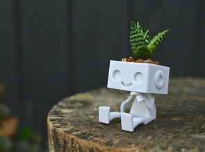 robbie robot ekici etli doğa bahçe pot çiçek sevimli açık telefon ev dekor 3d print model - Mito3D