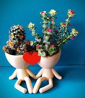 robert planta maceta pareja corazón flor figura naturaleza menaje decoración amor hogar casa 3d print model - Mito3D