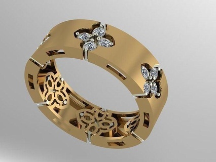 robertocoin anillo oro joyería joya hardware lujo Moda Boda Roca anillos 3d print model - Mito3D