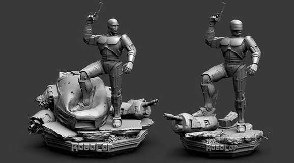 robocop diorama statue 3d druckbar ed209 3dprintable roboter polizei pistole kunst skulpturen 3d print model - Mito3D