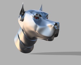robot perro cabeza 3d impresión metálico vidriado Arte acero Ciencias biología 3d print model - Mito3D