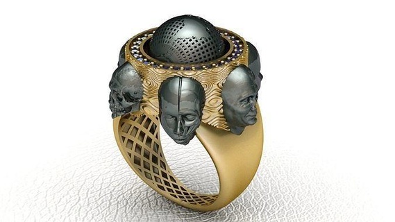 robot Humain bague cyborg bijoux conception anneaux imprimable Terre homme Hommes métavers argent or tête bijou 3d print model - Mito3D