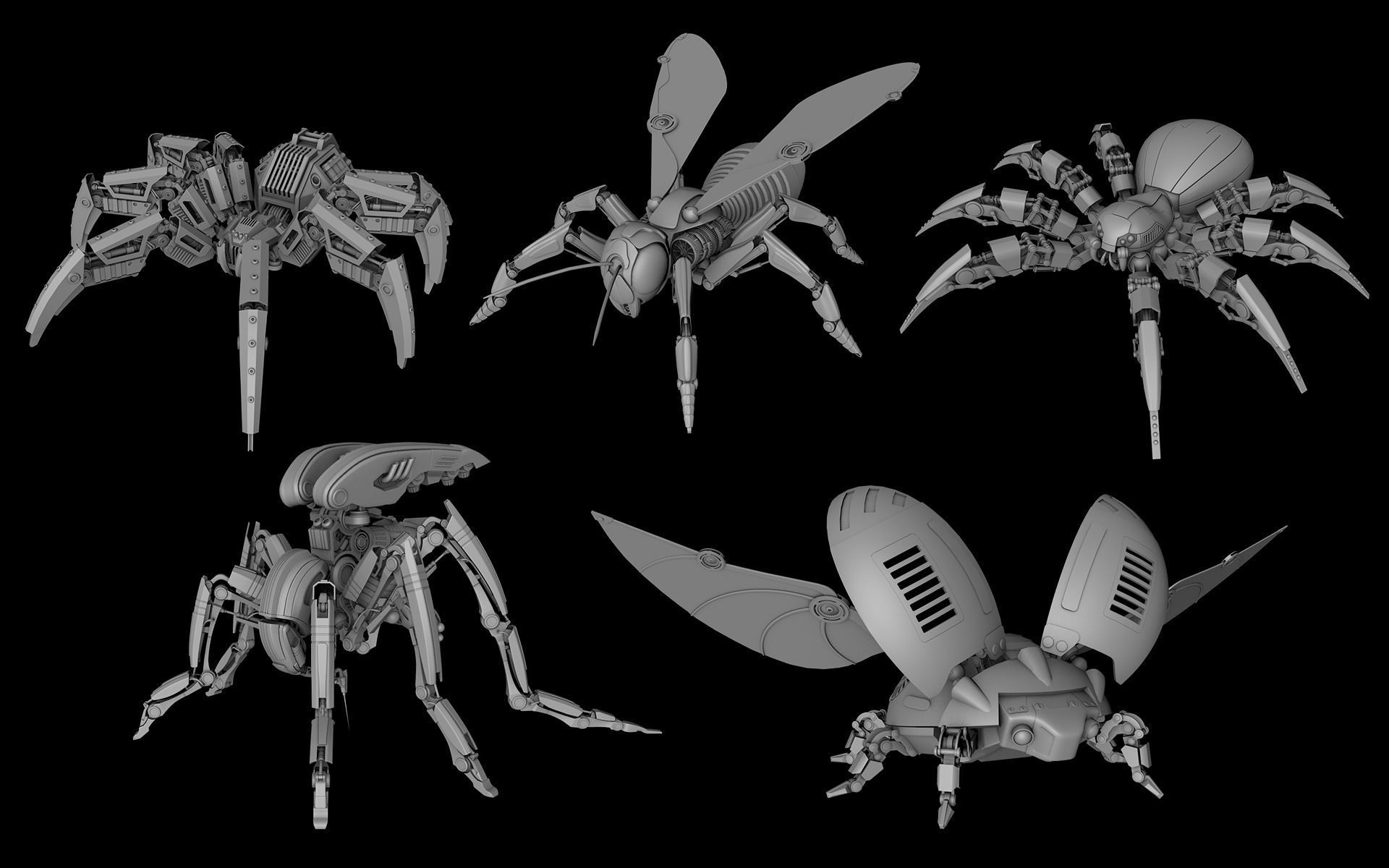 robot insetti pacco tecnologia meccanico carattere 3d stampa miscelatore ragno vespa zanzara scarabeo coccinella arte matematico 3D print model - Mito3D