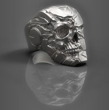 robot anillo del cráneo la joyería el skullring plata skulljewelery los anillos 3d print model - Mito3D
