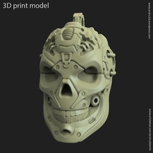 robótica cráneo vol13 colgante la joyería el motorista collar joya jinete mech superficie dura sci fi ciencia ficción de moda plata cadena mens colgantes 3d print model - Mito3D