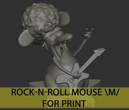 rock n roll rato rocha violão diversão impressora 3d desenho animado lista 3dprint jogos brinquedos 3d print model - Mito3D