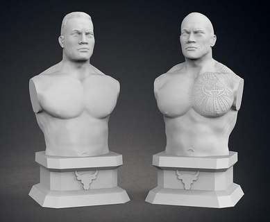 Kaya büst klasik akım versiyonlar Dwayne Johnson wwe Hollywood siyah Adam güreşçi wwf Lucha libre Luta Livre heykel aksiyon vücut geliştirme kaslar Sanat heykeller 3d print model - Mito3D