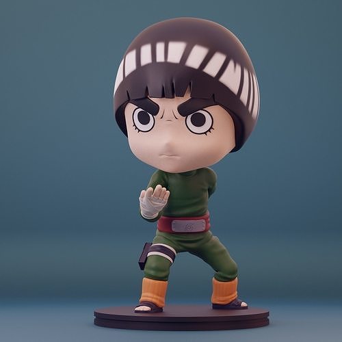 Roche Lee Naruto chibi anime nendoroïde ninja Rock fanart figure 3dprinting 3dprint art sculptures statue 3D print model - Mito3D