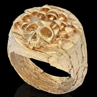 rock skull mushroom ring silver gold jewelry printable 3d model trend fashion fantasy wedding design zbrush skeleton rings 3d print model - Mito3D