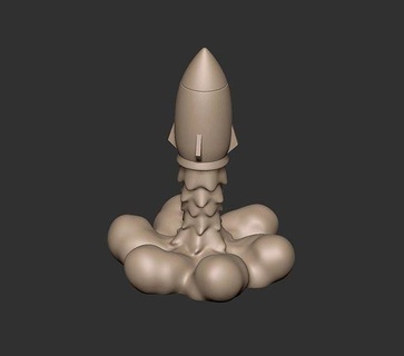 rocket launching cartoon decor funny sculpture space toy cute art sculptures 3d print model - Mito3D