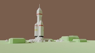 cohete comenzando animación volador fumar partículas espacio astronave astronauta lanzacohetes sencillo propulsores motor etapa etapas juegos juguetes 3d print model - Mito3D