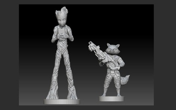 rocket teen groot pack avengers mcu guardians of galaxy art sculptures 3d print model - Mito3D