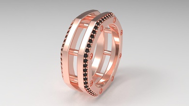 rockford linha 2 anéis de diamante da ue 60 ouro jóia anel prata forma sterling branco brilhantes printable jóias casamento o engajamento vestuário platina 3d print model - Mito3D