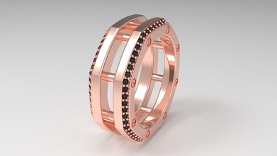 rockford 2 linha diamante argolas in tamanhos 57 ouro jóia anel prata gema joalheria imprimível casamento noivado jóias 3d print model - Mito3D