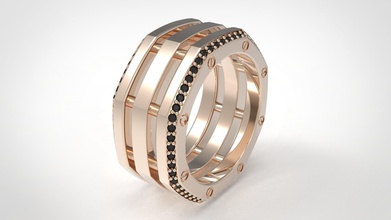 rockford 3 Reihe Diamant-Ringe Sie uns 10 gold Juwel ring Silber Diamant-ring Mode-ring sterling Schmuck engagement 2 Zeile diamond Ringe engagem Platin genial bedruckbar ist 3d print model - Mito3D