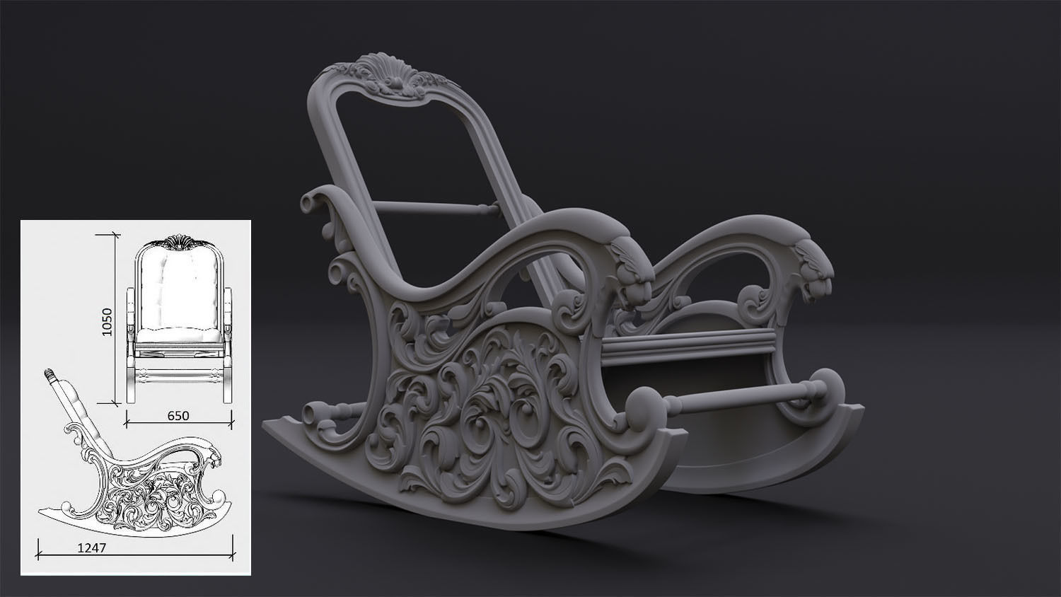 balanceo silla in clásico estilo cnc fabricación stl arte diseño retro antiguo interior elegante florido decoración rococó lujo deco victoriano casa mueble 3D print model - Mito3D