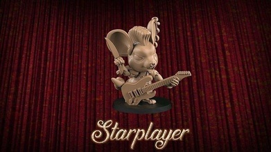 rockstar player fantasy football toy game miniature 3d 3dsculpture amouseorchestra gametoys music miniatures mouse guitar rock bloodbowl gamers play games toys board 3d print model - Mito3D