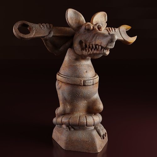 rod the mécanicien rat sculpture art figurine statue tige chaud style ancien figure antique décor monument lowrider streetrod rétro 3dprint mouchard voiture sculptures 3D print model - Mito3D